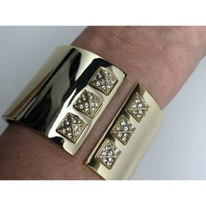 Victoria’s Secret Scandalous Hinged Cuff Bracelet Gold Tone Rhinestone
